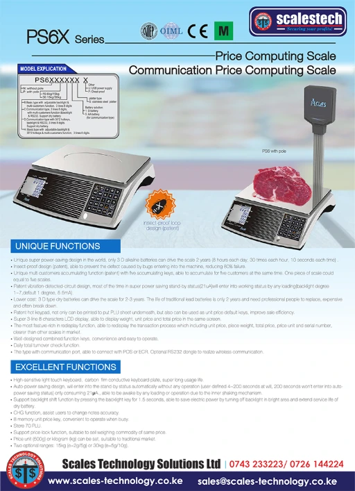 PS6X price computing scale for retail shops in Nairobi Kenya