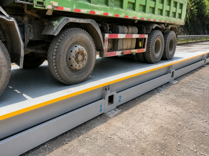 Portable Weighbridge Side Profile - Scalestech Kenya Mobile weighbridge side view showing low-profile platform design