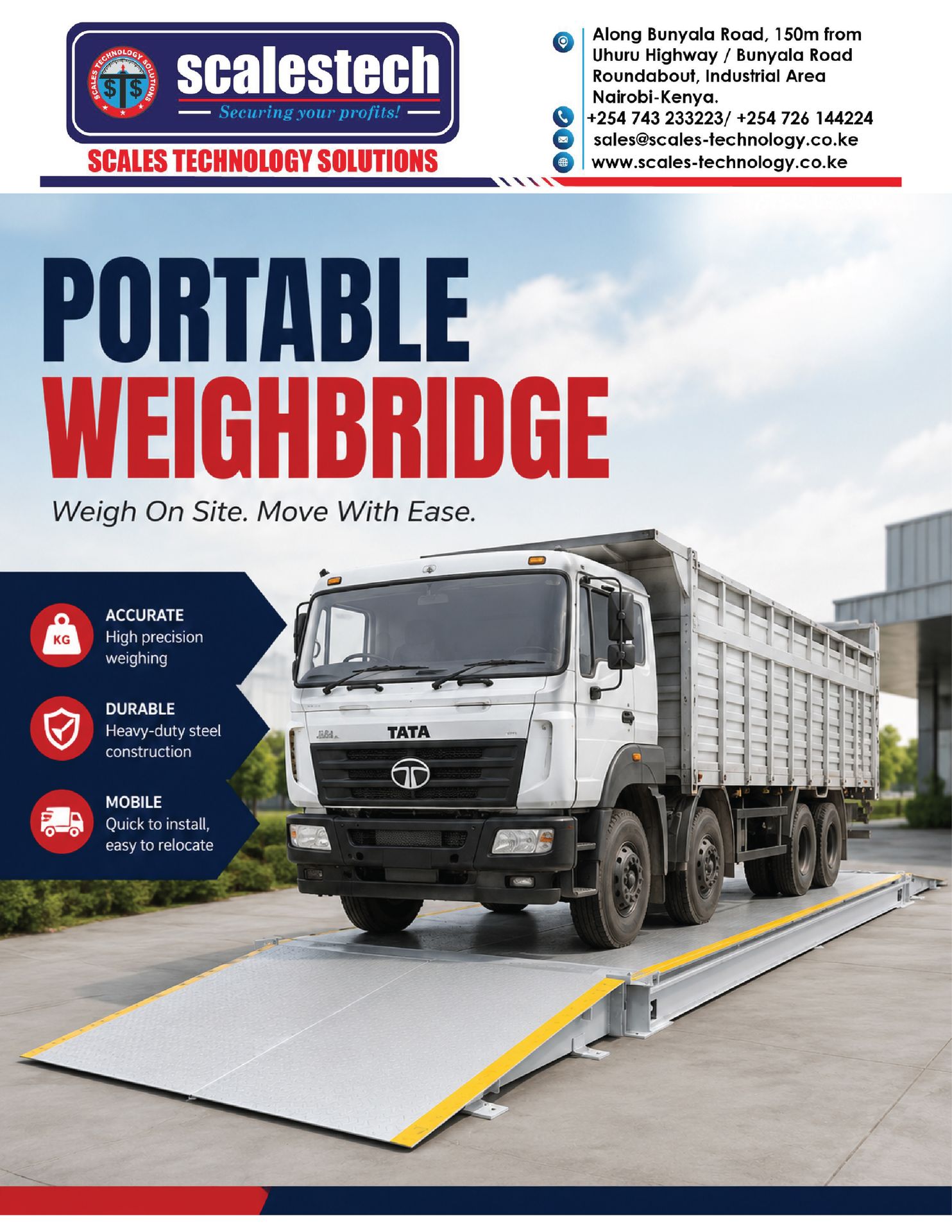 Portable weighbridge with ramps - complete unit overview