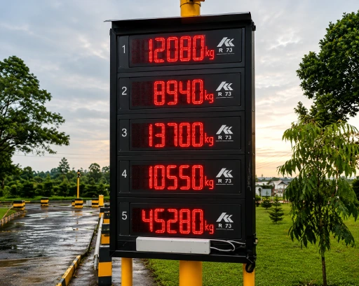 Remote LED display unit showing axle weights to truck driver