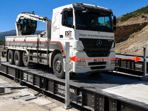 Optical barrier system confirming truck position on weighbridge platform