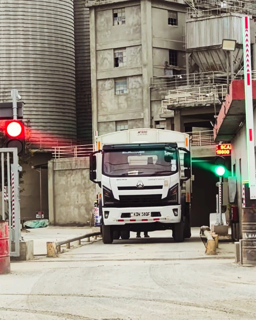 Live commissioned system: a vehicle moving through the automated sequence Truck processed through automated weighbridge boom barrier sequence, Kenya