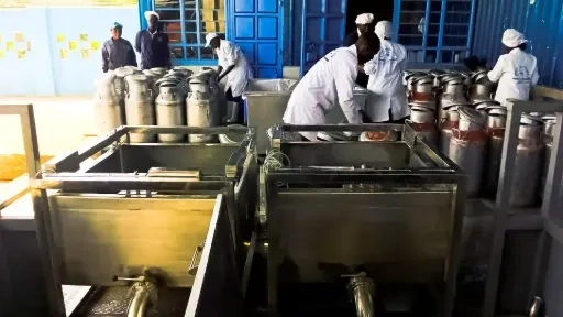 Installation of the DAMPTANK bulk milk receiving scale at the milk reception area