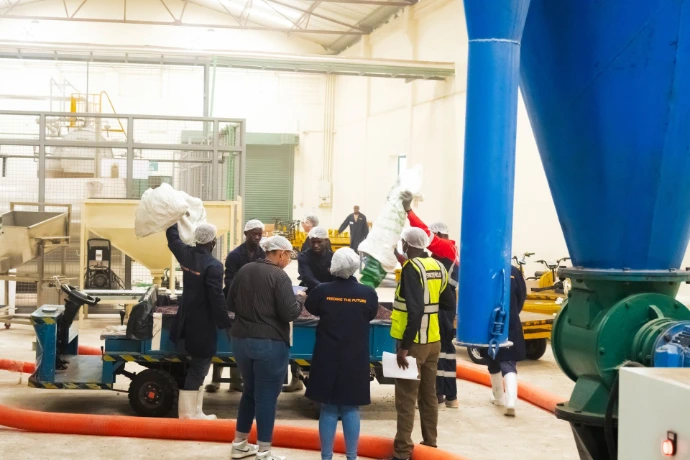 Professional load cell installation for accurate weighing of grain storage silos.