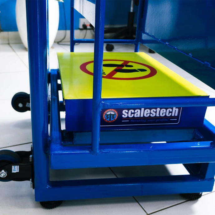 RwandAir baggage weighing scale Baggage weighing scale installed for accurate passenger luggage weighing at RwandAir.