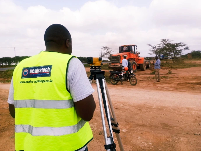 Site survey for the Mai Mahiu weighbridge installation, Nakuru County Engineers assess the Mai Mahiu site before groundworks begin