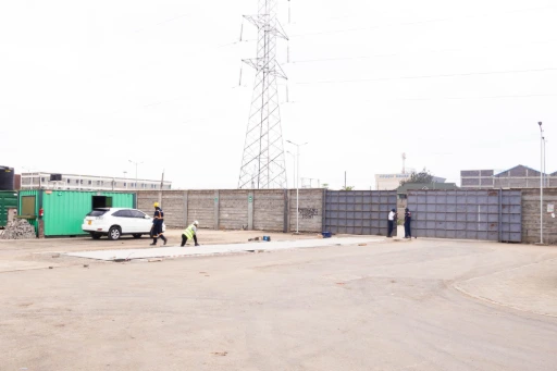 Steel weighbridge deck installation at Mr. Green Africa recycling facility