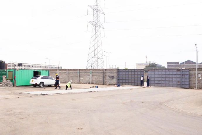 Steel weighbridge deck installation at Mr. Green Africa recycling facility