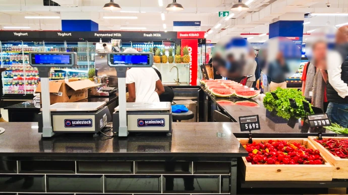 Scalestech Aclas LS2X installation, Carrefour Kenya Aclas LS2X label printing scales installed by Scalestech at Carrefour Kenya stores