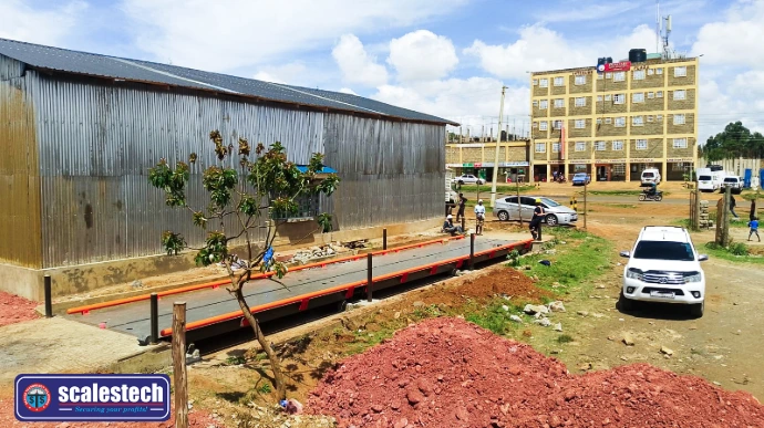 Weighbridge Installation Eldoret – Rift Grain Logistics Ltd 80-ton digital weighbridge installation at Rift Grain Logistics Ltd, Eldoret, Kenya