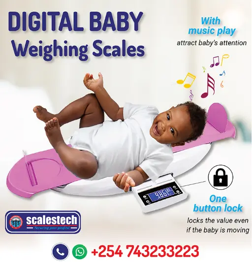 Beryl BYB01 baby scale offering accurate height and weight readings for infants in hospitals and homes in Nairobi.