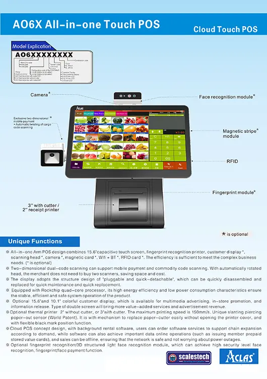 AO6X Android POS system with optional 15.6 inch customer-facing screen for stores in Mombasa, Kenya