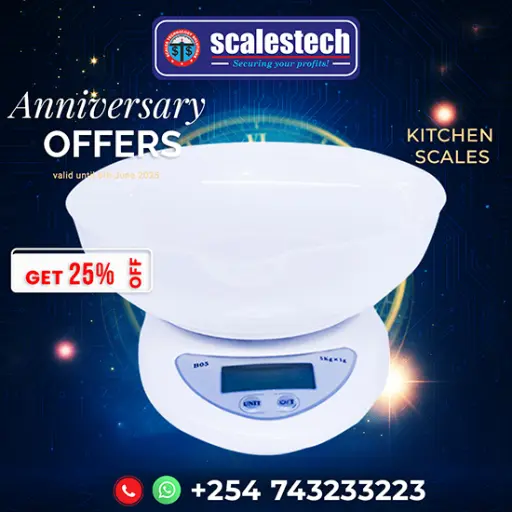 This electronic kitchen scale is a compact and reliable weighing tool for homes, bakeries, and small food businesses in Kenya. With precision up to 1g, it's perfect for measuring ingredients like flour, spices, meat, and liquids. Sleek and easy to clean, it fits well in modern kitchens and is favored by users in Nairobi, Nakuru, Kisii, and Machakos for daily cooking and baking accuracy.