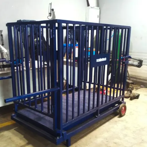 Digital pig scale with cage for slaughterhouse use in Kisumu Livestock Platform Scale