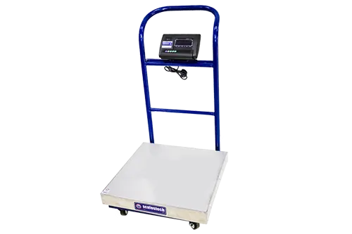 Heavy-duty Mild Steel with Stainless Steel Top Trolley Portable scale Platform Scale on wheels with push handle (400mm X 400mm)