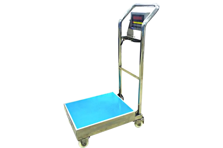 Heavy-duty Stainless Steel Trolley Portable scale Platform Scale with push handle, movable bench scale on wheels